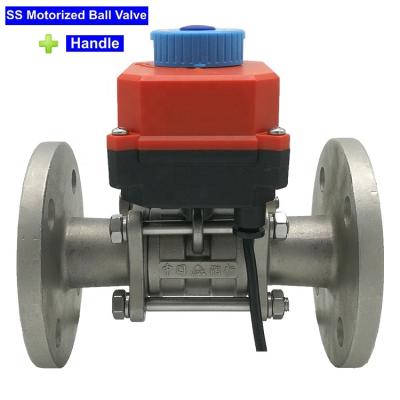 China General Flange SS Body&Ceramics DN20 DC24V 16Bar General Auto Cut Ball Recirculation Valve Motorized Ball Valve With Handle for sale