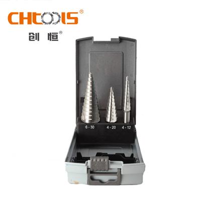 China HSS Step Drill Bits Straight Flute Drilling Holes CHTOOLS Set With Liner for sale