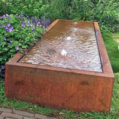 China 1800mm*1800mm Landscaping Water Feature Corten Steel Water Fountain Prerusted Te koop