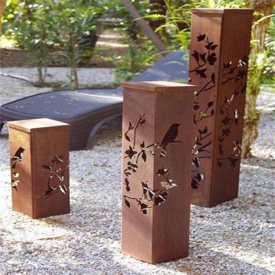 China 10W 12W Corten Steel Bollard Lights Rust Color Outdoor Decoration Lighting Fixture for sale