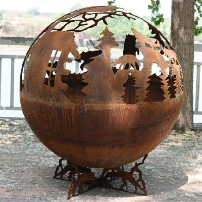 China Cubo de fuego de corten redondo de 600 mm trasero portátil en venta