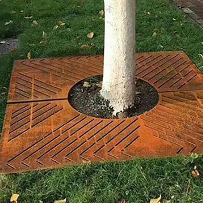 China Corten Steel Custom Tree Grate Metal Outdoor Sidewalk Trees Protection Grate zu verkaufen