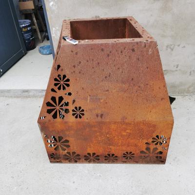 China Modern Outdoor Pre-Made corten steel pot And Custom Made metal flower boxes for sale