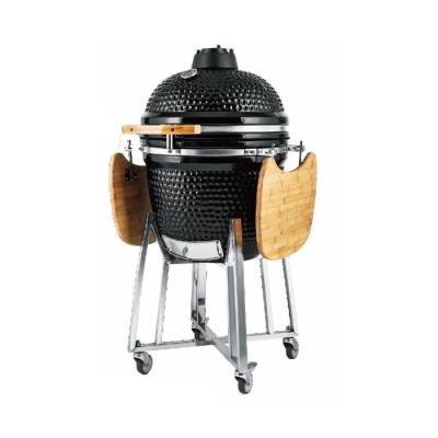 China Black Ceramic BBQ Grill 21inch Large Kamado Grill for sale