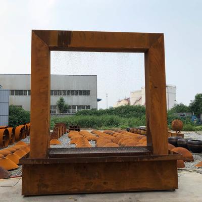 China Wide 9ft Corten Steel Water Feature 180cm Rain Curtain Fountain Outdoor for sale