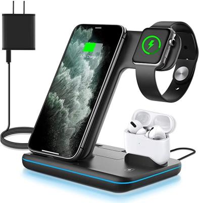 China Conveient WAITIEE Safe Wireless Charger 3 in 1, 15W Fast Charging Station for iWatch 6/5/4/3/2/1, Apple AirPods Pro, for iPhone14/13 Pro/Max Pro for sale