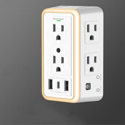 China Convenient Safety USB Wall Charger, Surge Protector, 5 Outlet Supplement with 4 USB Ports (4.8A Total) 3-Sided 1680J Power Charging Strip for sale