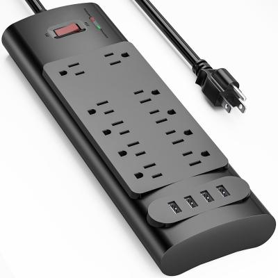 China Convenient Safety Surge Protector Power Strip, Nuetsa Extension Cord with 8 Outlets and 4 USB Ports, 6 Feet of Power Cord (1625W/13A), 2700 Joules, for sale