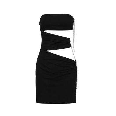 China High Quality Anti-wrinkle Cutout Tassels Strapless Women Dress Tight Bandage Dress Party Dress For Cocktail Party Wedding Banquet Club for sale