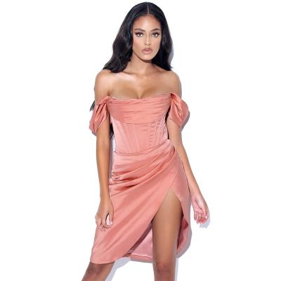 China Anti-wrinkle luxury off the shoulder women cocktail dress party dress lady sexy tight formal dresses for wedding club host dinner for sale