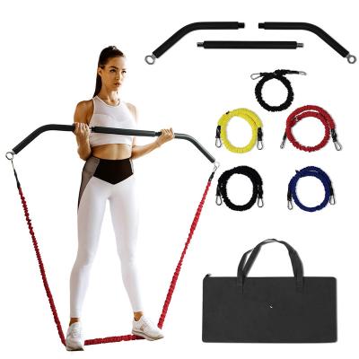 China Iron Tube + Latex Bands Curls Portable Home Gym - Resistance Band and Bar System - Travel Workout Equipment Set for sale