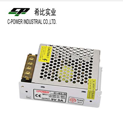 China 9V 5A Switching Power Supply for LED Protections Shortcuit Overtemp Overload Overtemp for sale