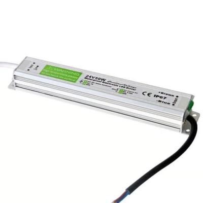 China Silver White 24v DC Waterproof Electronic 50W LED Driver 100w 25w IP67 Power Supply Transformer for sale