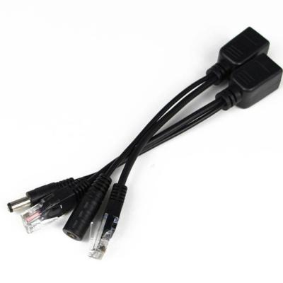 China CE Approved CCTV Camera POE Power Over Ethernet Splitter Cable 5.5x2.1mm DC RJ45 CAT6 for sale