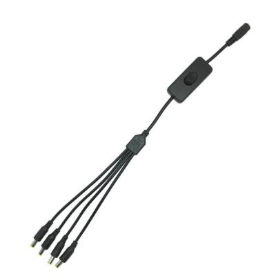 China Copper Conductor LOW VOLTAGE 2.1*5.5mm CCTV Security Camera Power Splitter Cable with Switch for sale