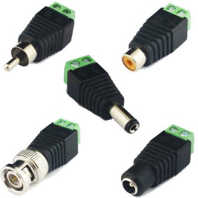 China ABS CCTV Camera Connectors 2.1mm DC RCA Phono BNC Plug and Socket Cable Connection for sale