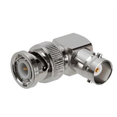 China Silver Male Plug to BNC Female Jack CCTV Camera Video Adapter w/ 90 Degree Angle for sale