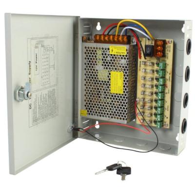 China CCTV Power Supply Distribution Box 12V DC 9 Channels High Output 10Amps for CCTV Camera for sale