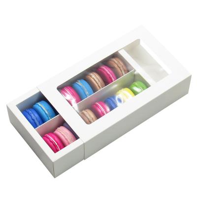 China Handmade wholesale baked cookies, macaroon wrapping paper drawer boxes, PVC window-opening food packaging boxes for sale