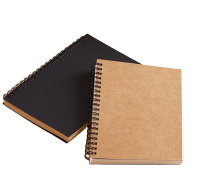 China Retro Plain Color Cowboy Coil Sketch Book Printed Single Doodle Blank Notebook for sale