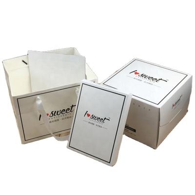 China Recycled Materials Wholesale Custom Cheap Colorful PVC Collapsible Window Logo Paper Cake Box With Bag Suitable For Weeding, New Year, Birthday for sale