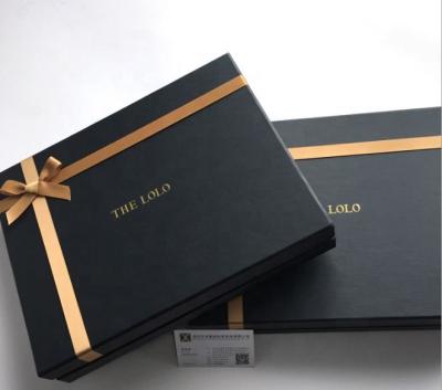 China Luxury Black Recycled Large Cardboard Materials Apparel Gift Garment Packaging Boxes Custom Paper for sale