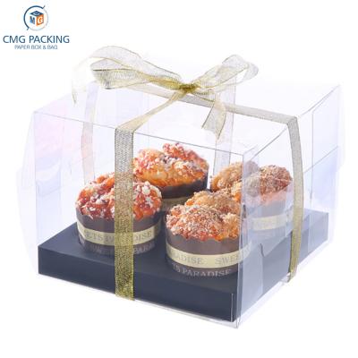 China Handmade Cupcake Boxes 2/4/6/12 Inch Transparent PVC Cup Cupcake Box Birthday Cake Box Stepping Up Thick Plastic Birthday Gift December for sale