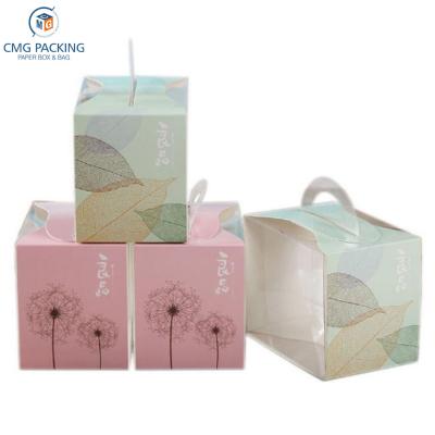 China Handmade Custom Portable Transparent PVC Cake Box Window Display Pastry Cookie Cupcake Boxes Baking Packaging Box for sale