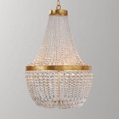 China Hot Selling American Traditional Style Antique Gold Crystal Pendant Light for Kids Room Indoor Lighting for Bedroom for sale