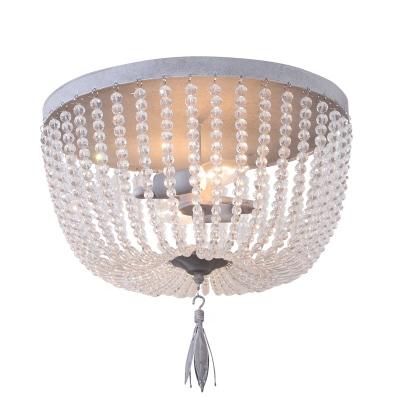 China American Antique Style Gray Cast Iron Round Ceiling Lamp Outdoor Mounted Crystal Ceiling Light For Bedroom for sale