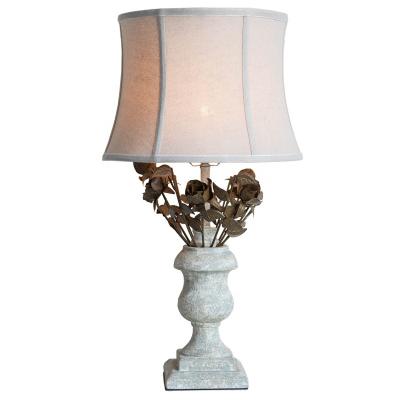 China EUROPEAN antique home decorative iron flower desk lamp, fabric shade table lamp made in china for sale