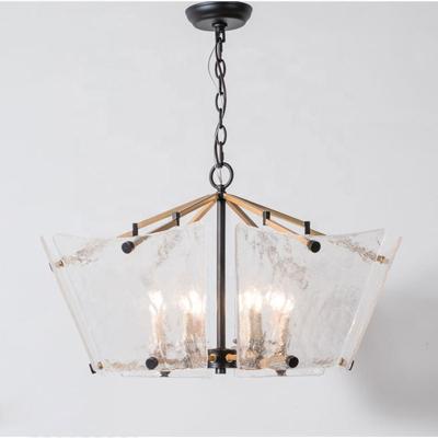 China New modern fashion iron light living room lamp waterlines glass chandelier lighting 9092-6 for sale