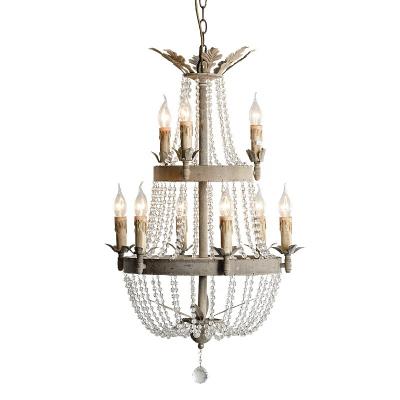 China Coastal American Crystal Gray Color Iron Chandelier 9 Lights Retro Pendant Light For Kids Room for sale