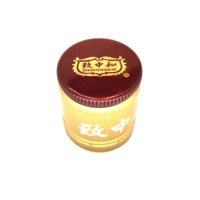 China Non spill 30*35mm glossy aluminum top embossing ropp screw caps for wine ROPP bottle aluminum closure for sale