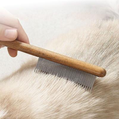 China Wooden Comb Cat Dog Flea Comb Pet Metal Needle Hair Comb Factory Wholesale Custom Viable Dog Cat Dog Grooming Brush for sale