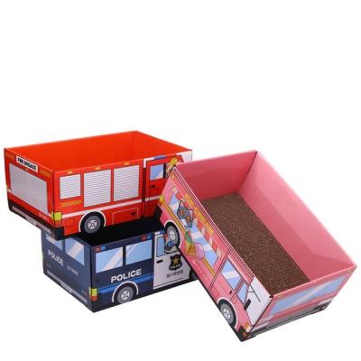 China Scracher Viable Direct Corrugated Factory Fire Truck Cute Police Kitten Scratch Protection For Cat for sale