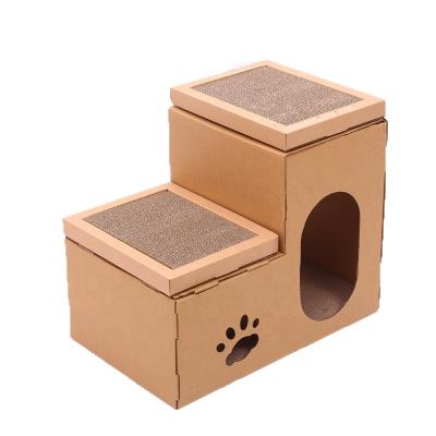 China Factory Price Viable 2 Layers Cardboard Cat Paper House Luxury Customized Scratcher With Catnip for sale