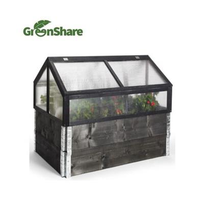 China Easily Assembled Portable Small Mini Balcony Garden Wooden Greenhouse Warmhouse With Clear Plastic Board for sale