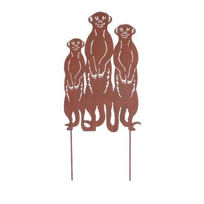 China Metal Rusty Garden Decoration Monkey Steel Plant Stakes and Trellis for Climbing Plants for sale