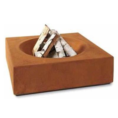 China Outdoor High Quality Rusty Garden Corten Steel Square Metal Fire Pit Stocked for sale