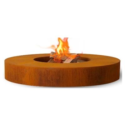 China Corten Outdoor High Quality Rusty Steel Metal Stocked Circular Fireplace for sale