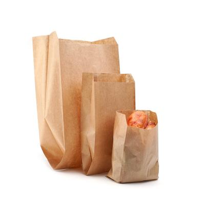 China KW144 Factory Wholesale Custom Ribbed Bown Kraft Paper Bags For Food Takeaway Food Paper Bags zu verkaufen