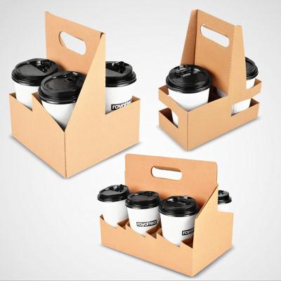 China KW245 Stock Corrugated Cardboard Takeaway Coffee Cup Holder Paper Carrier 2 4 6 Piece en venta