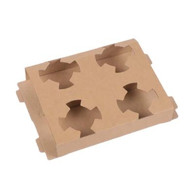 China Factory Price High Quality Takeaway Hot Drink Kraft Paper Cup Holder Coffee Paper Cup Holder for sale