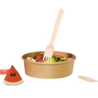 China Salad bowl kraft paper recycleable packaging brown paper container meal rice boxes kraft container zu verkaufen