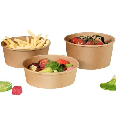 China 500ml 750ml 900ml 1200ml paper salad fruit paper bowl take away paper box packaging for sale