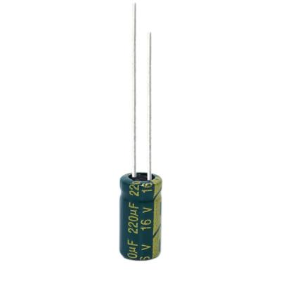 China General Purpose High Frequency Aluminum Electrolytic Capacitor 16V220uF 6*7mm 6.3*12mm 6*12mm DIP Electrolytic Capacitor for sale