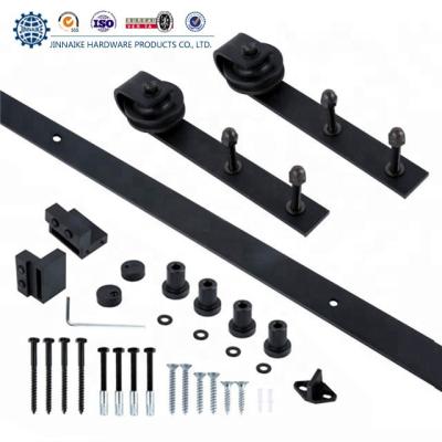 China Black Sliding Track Kit Set Steel Slide Rail Wood Hardware Sliding Door Track Door Sliding Door Track Kit for sale