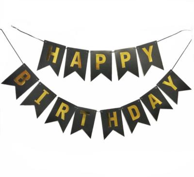 China 2021 new product idea  Happy Birthday paper flag banner set  for party backdrop /table decoration for sale