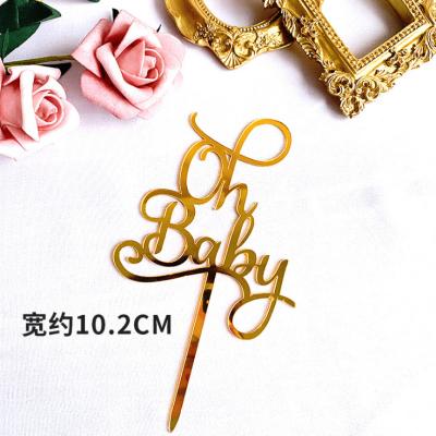 China Baby shower birthday Party Cake Favors Supplies  oh baby gold acrylic cake topper for sale